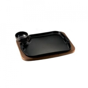 Set platou lemn si bol fonta emailat 32x24cm 04870320GCV