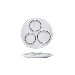 Platou rotund tapas/mezze cu 3 boluri integrate Ambar salt of the sea 20cm 1ABD201e-WHI