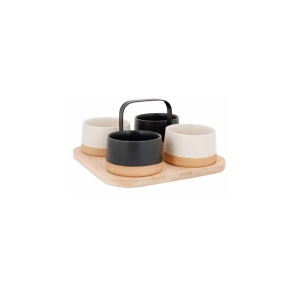 Platou servire Aperoset bambus + 4 boluri 9x5cm 2920543