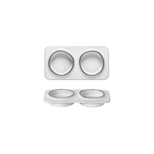 Platou dreptunghiular tapas/mezze cu 2 boluri integrate Ambar salt of the sea 19x10cm 1ABD191E-WHI