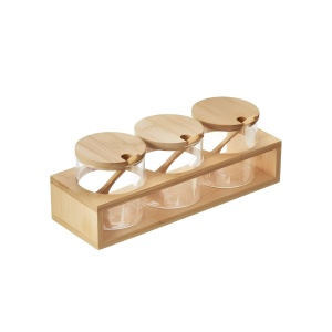 Set borcane cereale cu suport bambus 28x9.3x10cm T3032