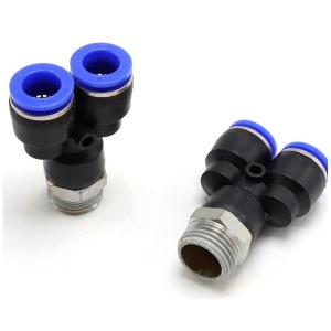 Conector tip Y cu filet pentru furtun aer comprimat