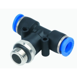 Racord pneumatic Push-In tip T cu filet exterior – aer comprimat