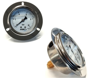 Manometru hidraulic D63 G1/4 Axial cu Glicerina- flansa