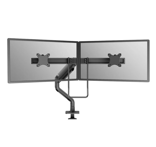 Brat dublu monitor Neomounts DS75S-950BL2; pentru display-uri cu diagonale 17"-32", sistem de prindere VESA 75x75~100x100, greutate maxima suportata 8 - per ecrankg, full motion, tilt 60°, swivel 90°, rotate 180°, distanta fata de perete 204-741mm; gas