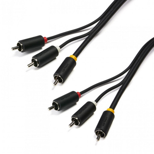 Cablu audio-video Serioux, 3 porturi RCA tata - 3 porturi RCA tata, conductori 99.99% cupru fara oxigen, 3m, negru