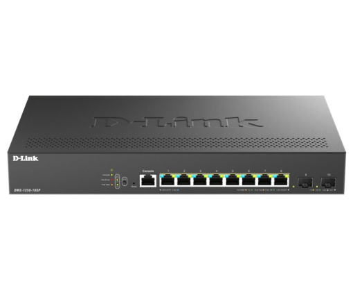 Switch D-Link DMS-1250-10SP , 8 porturi Gigabit, 2 porturi SFP+, Protocol 802.1D STP 802.1s MSTP 802.1w RSTP, rackabil