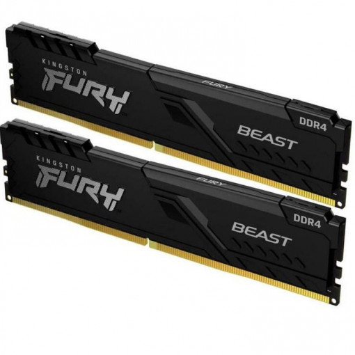 Memorie RAM Kingston Fury Beast White, DIMM, DDR4, 32GB, 3600MHz, CL18, 1.35V, Kit of 2, RGB SE