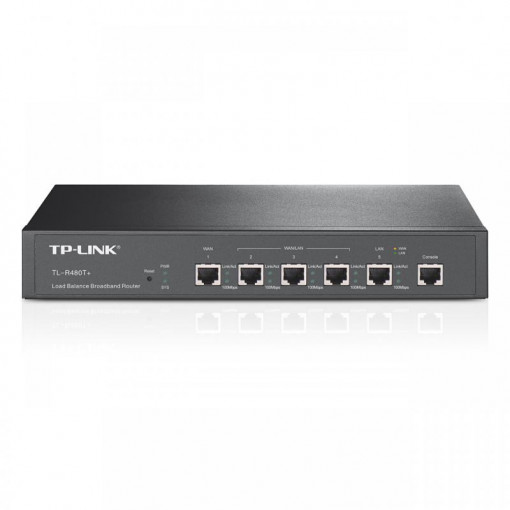 Router TP-Link TL-R480T+, 1xWAN 10/100, 1xLAN 10/100, 3xWAN/LAN configurabile, SMB, Procesor 400MHz, Load Balance, Advanced firewall, Port Bandwidth Control, Port Mirror, DDNS, UPnP, VPN pass-through