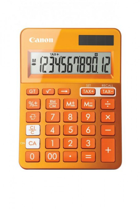 Calculator birou Canon LS123KOR portocaliu, 12 digiti, ribbon, display LCD, functie business, tax si conversie moneda