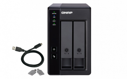 Extensie USB QNAP TR-002 2-Bay, 2.5/3.5 SATA 6Gbps HDD (neincluse), 1xUSB3.11 (type-c), tower, PSU adaptor 36W, garantie 2 ani