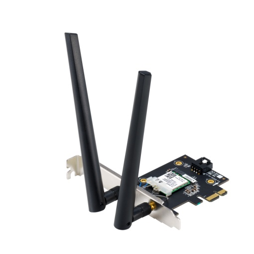 ASUS PCE-BE6500 Wifi Bluetooth 5.4, WI-FI 7, 2.4GHz / 5GHz / 6GHz, greutate: 51.6G, 2 x Antene externe, PCI-Express x 1.