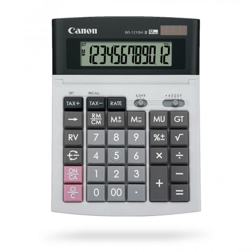 Calculator birou Canon WS-1210THB, 12 digiti, display LCD, alimentare solara si baterie, tastatura "it touch".
