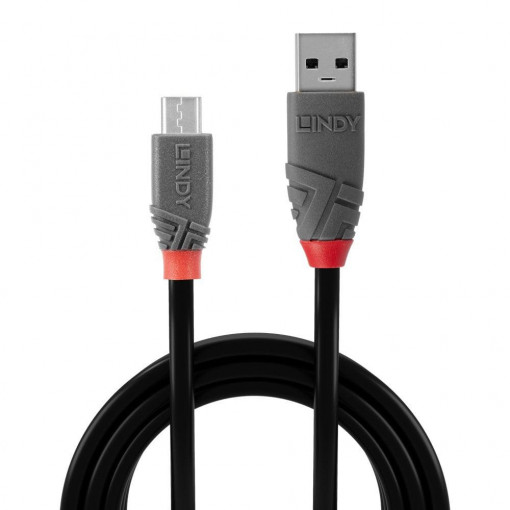 Cablu transfer Lindy LY-36733, USB 2.0 Type A to MicroUSB, 2m, Anthra Line