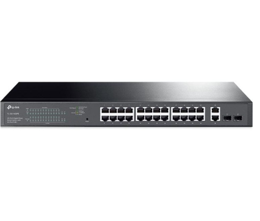 "28-Port Gigabit Easy Smart Switch with 24-Port PoE+ PORT: 24× Gigabit PoE+ Ports, 2× Gigabit Non-PoE Ports, 2× Gigabit SFP Slots SPEC: 802.3at/af, 250 W PoE Power, 1U 19-inch Rack-mountable Steel Case FEATURE: PoE Auto Recovery, MTU/Port/Tag-based