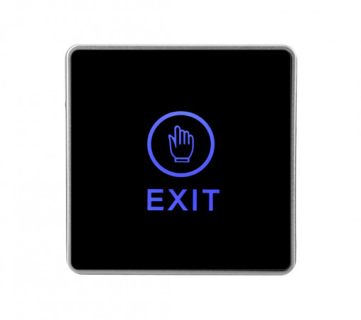 Buton de iesire cu touchscreen, aplicabil, ND-EB17-1; Iesire contact:NO/NC; Icon: hand; LED stare Bi-color: albastru- verde; Materia lplastic; Dimensiuni: (L x W x H) 86 x 86 x 20mm;