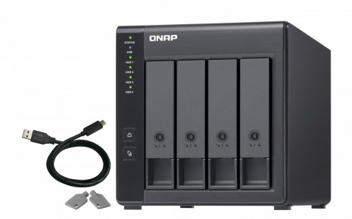 Extensie USB QNAP TR-004 4-Bay, 2.5/3.5 SATA 3Gbps HDD (compatibile cu SATA 6Gbs/, 3Gb/s, neincluse), 1xUSB3.0 (type-c), tower, PSU adaptor 65W, garantie 2 ani