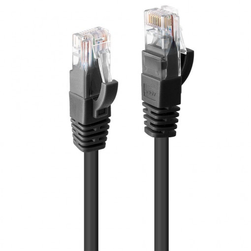 Cablu retea Lindy LY-48077, 1m Cat.6 U/UTP, Black