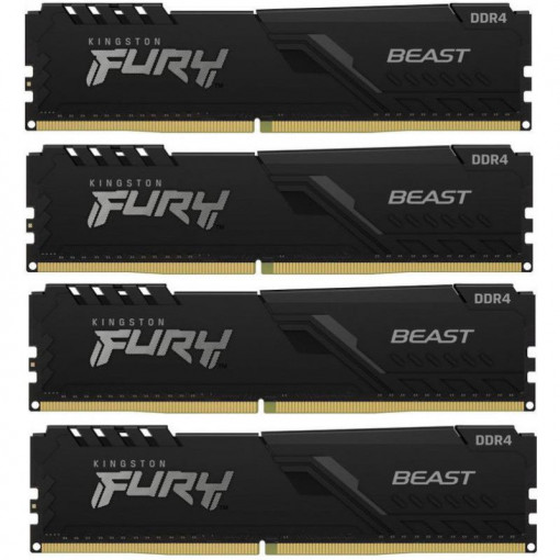 Memorie RAM Kingston Fury Beast, DIMM, DDR4, 16GB (4x4GB), CL16, 2666MHz