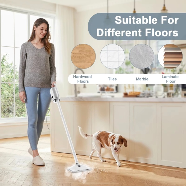 Aparat Curatat Aburi SeveShop® Teendow SC-05 1200W, Mop Cu Aburi Portabil 2 Bar, Incalzire Rapida 60s, Mop Electric Multifunctional 350ml, Abur 100-115°C, Curatare Fara Detergenti Pentru Gresie, Parchet, Covoare, Aparat Curatat Aburi Profesional - Img 8