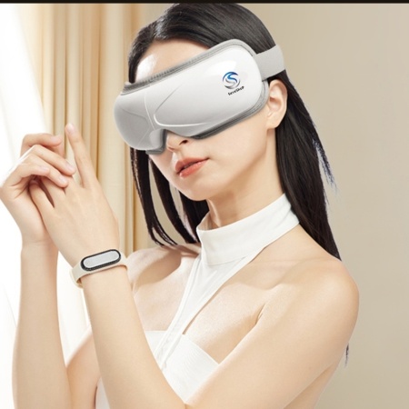 Aparat de Masaj Inteligent pentru Ochi 3D SeveShop, Terapie Oculara cu Compresie Termica, Vibratie, Difuzor Bluetooth, Functie de Caldura si Presiune Aer, Imbunatatirea Circulatiei, Alungarea Stresului, Alb Opal - Img 2