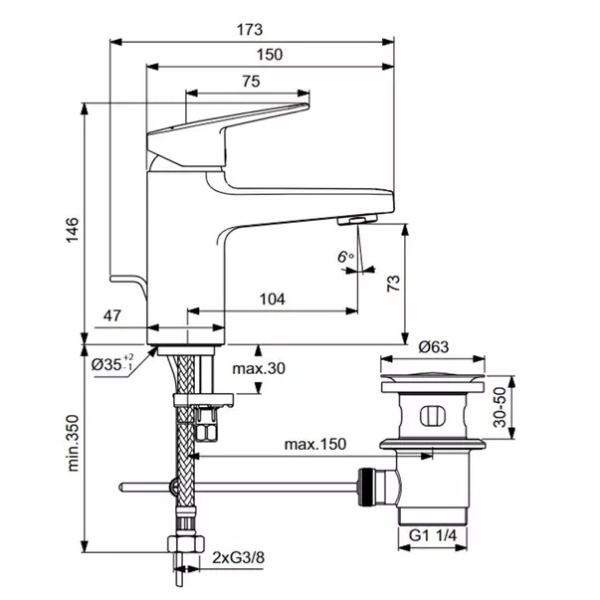Baterie lavoar cu monocomanda Ideal Standard Ceraplan BD274AA - Img 3