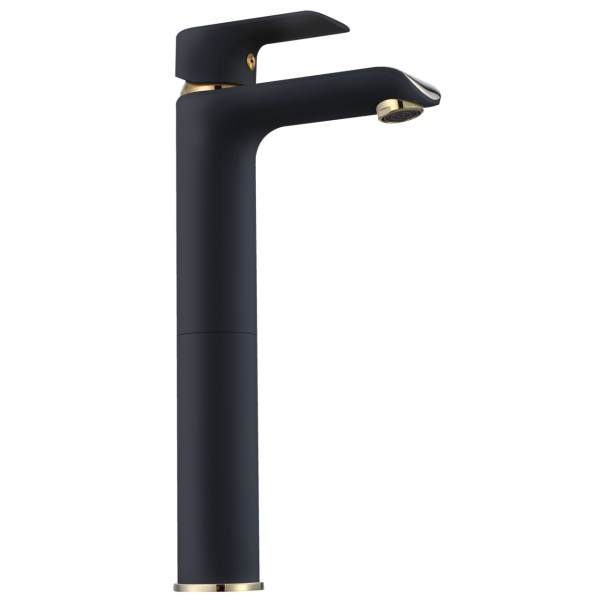 Baterie Lavoar Inalta REA BLOOM BLACK GOLD HIGH, Montaj Pe Blat, Capat Fix, Inaltime 30 Cm, Finisaj Negru Mat/Auriu - Img 4