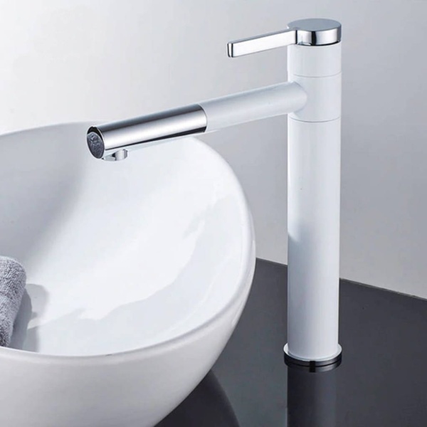 Baterie lavoar PRO ALTO High, Montaj pe chiuveta, Capat Ajustabil, inaltime 29.5cm, finisaj Alb - Img 3