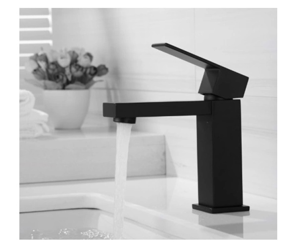 Baterie lavoar PRO QUADRO BLACK Low, Montaj pe lavoar, inaltime 15,3 cm, finisaj Negru Mat - Img 3