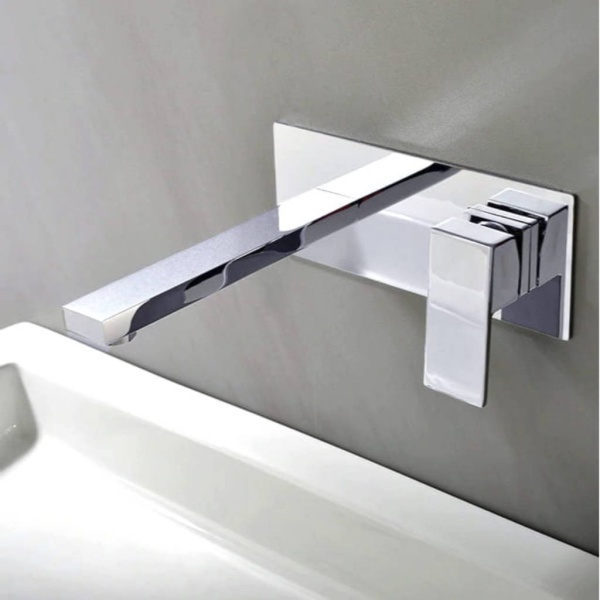 Baterie lavoar PRO QUADRO SILVER,montaj incastrat in perete, finisaj Crom , design minimalist - Img 3