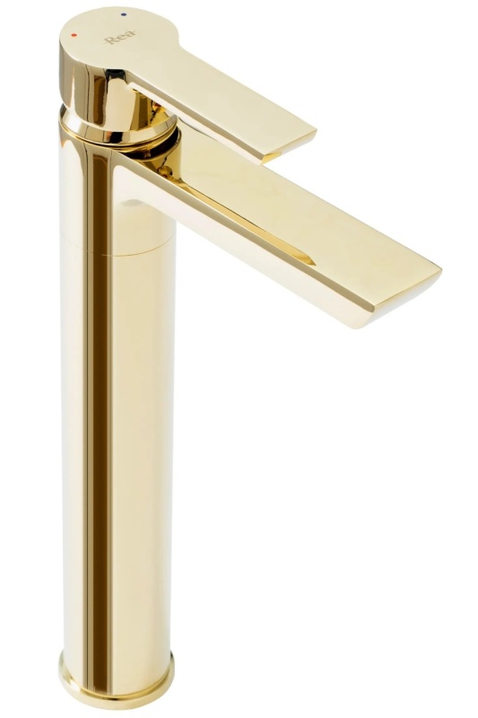 Baterie Lavoar REA ARGUS GOLD HIGH, Montaj Pe Lavoar, Capat Fix, Monocomanda, Inaltime 28.5 Cm, Culoare Auriu, Finisaj Lucios - Img 4