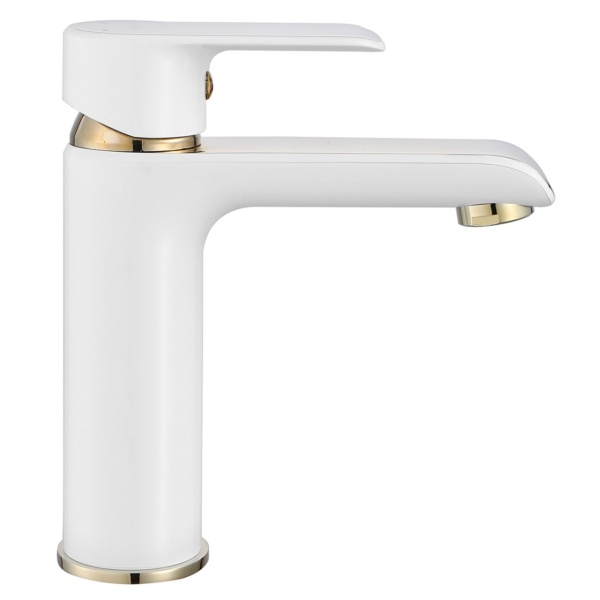 Baterie Lavoar REA BLOOM WHITE GOLD LOW, Montaj Pe Blat, Capat Fix, Inaltime 17 Cm, Finisaj Alb/Auriu - Img 4
