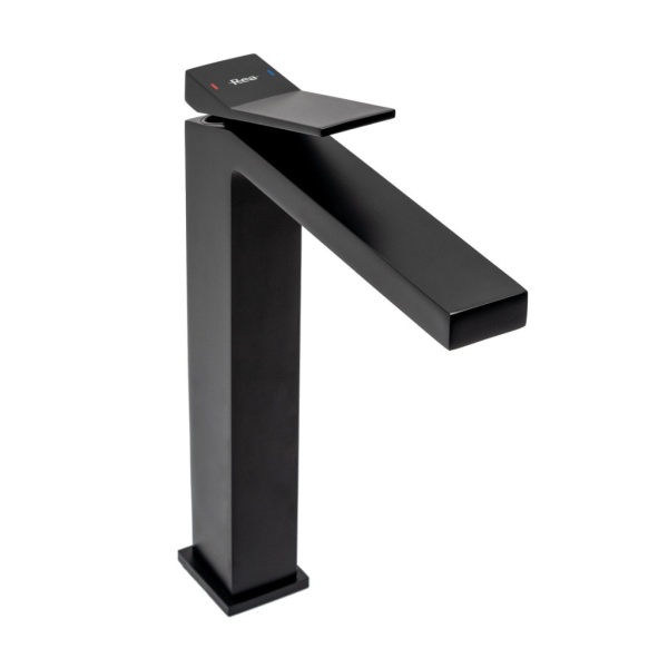 Baterie lavoar REA DUET BLACK HIGH, Montaj pe blat, inaltime 28 cm, finisaj Negru Mat - Img 2