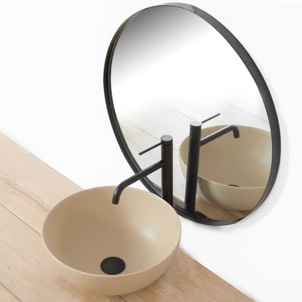 Baterie Lavoar REA LUGANO SLIM BLACK, Montaj Pe Blat, Inaltime 33 Cm, Finisaj Negru - Img 4