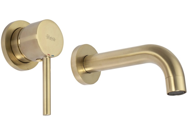 Baterie Lavoar REA LUNGO GOLD BRUSHED + BOX, Montaj Incastrat In Perete, Culoare Auriu - Img 4