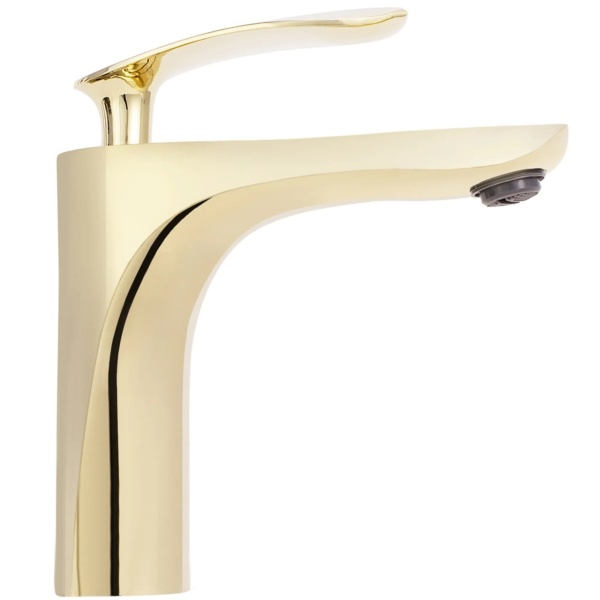 Baterie Lavoar REA ORBIT GOLD LOW, Montaj Pe Lavoar, Capat Fix, Monocomanda, Inaltime 11.7 Cm, Auriu - Img 3