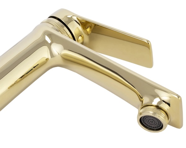 Baterie Lavoar REA VIRAL GOLD LOW, Montaj Pe Blat, Capat Fix, Monocomanda, Inaltime 18 Cm, Auriu - Img 3