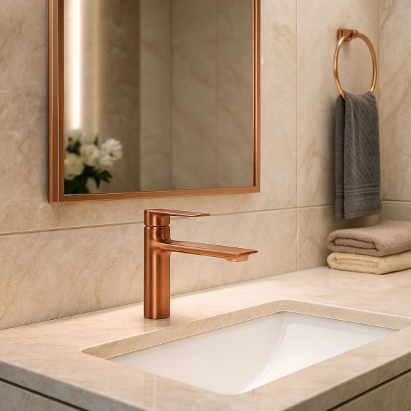 Baterie pentru lavoar low Storm, Culoare Cupru Periat - Img 2