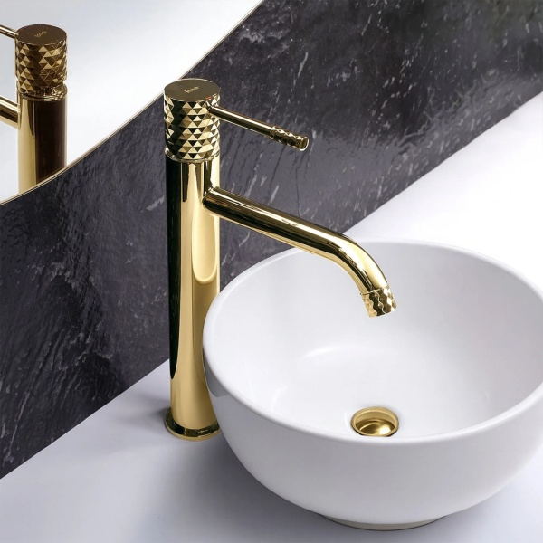 Baterie pentru lavoar Rea Lungo Diamond Gold - Img 2