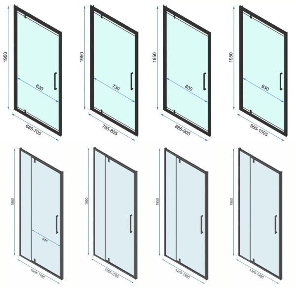 Cabina de dus 100x80x80 cm, Rapid Swing, echipata cu 2 pereti si usa batanta, finisaj Negru - Img 5