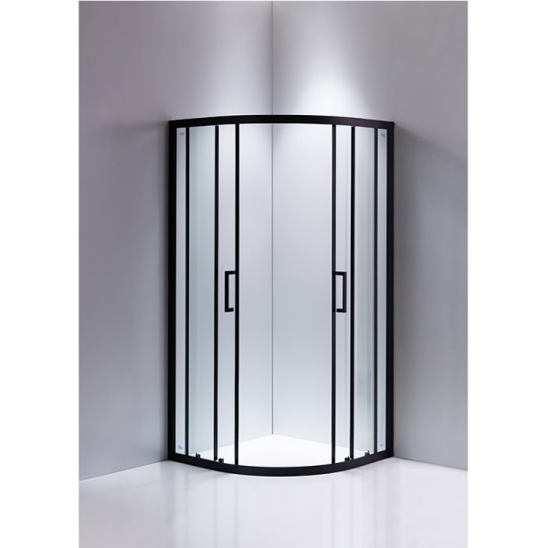 Cabina de dus BS01B Semirotunda, Usi Glisante, Design Modern 90x90cm, Culoare Negru - Img 3