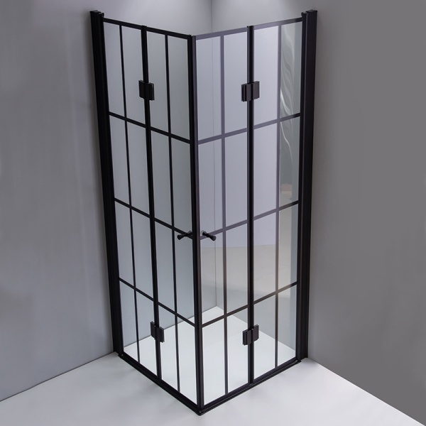 Cabina de dus BS08A Patrata, Design Modern 80x80cm, Culoare Negru - Img 3