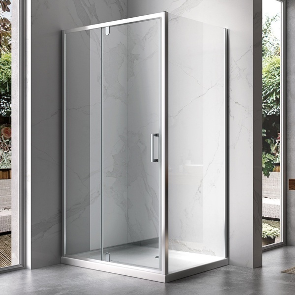 Cabina de dus dreptunghiulara din sticla securizata cu rame cromate KZ06C 110 x 80 cm - Img 3