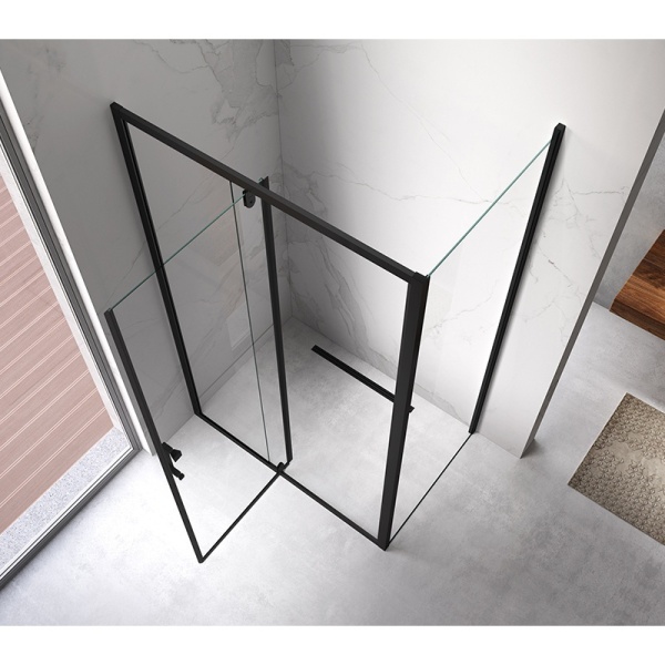 Cabina de dus KZ06C Dreptunghiulara 110x80cm, Design Modern, Culoare Negru - Img 3