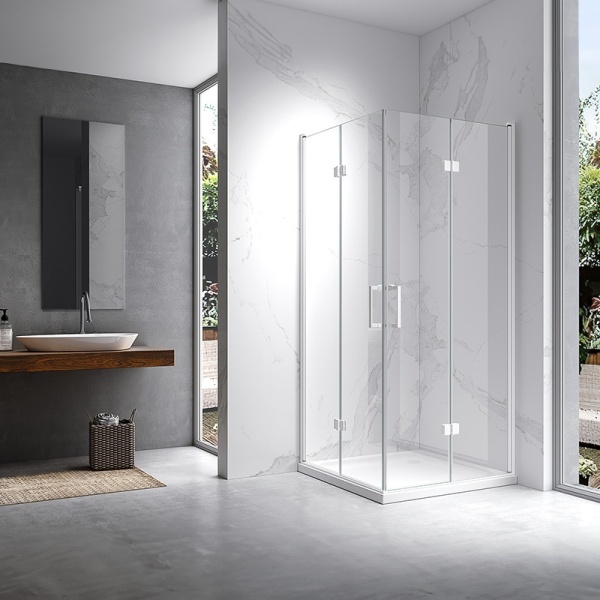 Cabina de dus KZ08B Patrata, Dimensiune 80x80cm, Design Elegant, Culoare Alb - Img 3