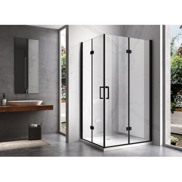 Cabina de dus KZ13B Dreptunghiulara , Design Modern 110x90cm, Culoare Negru - Img 3