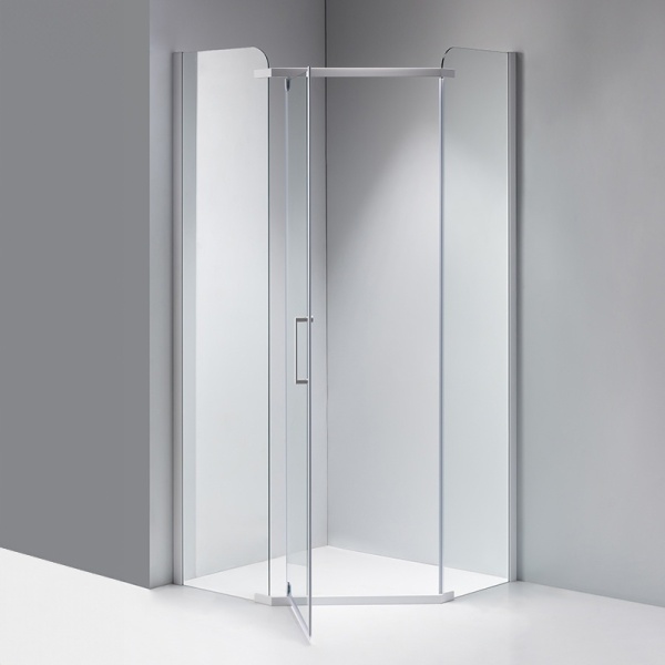 Cabina de dus KZ91A Pentagonala, Design Modern 80x80cm, Culoare Alb - Img 3
