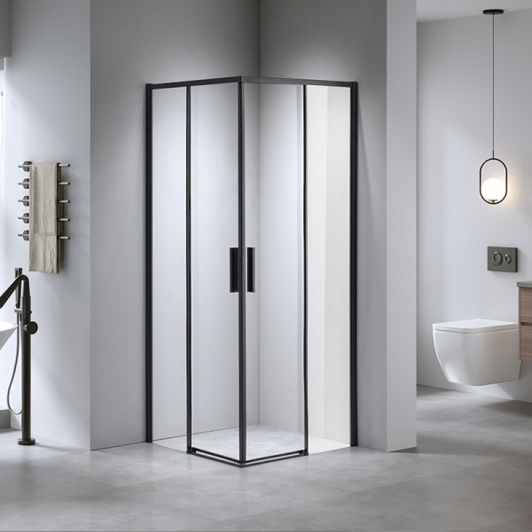 Cabina de dus Patrata Super Slim Nova , Design Modern 90x90cm , Culoare Negru - Img 5