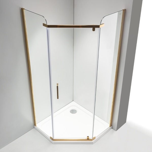 Cabina de dus pentagonala, Dimensiune 80x80 cm, Inaltime 195 cm, Finisaj Gold - Img 3