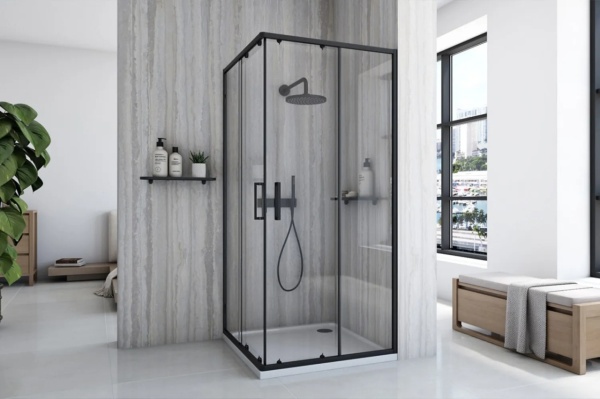 Cabina de dus Rea City, Dimensiune 80x80cm, Culoare Black - Img 2